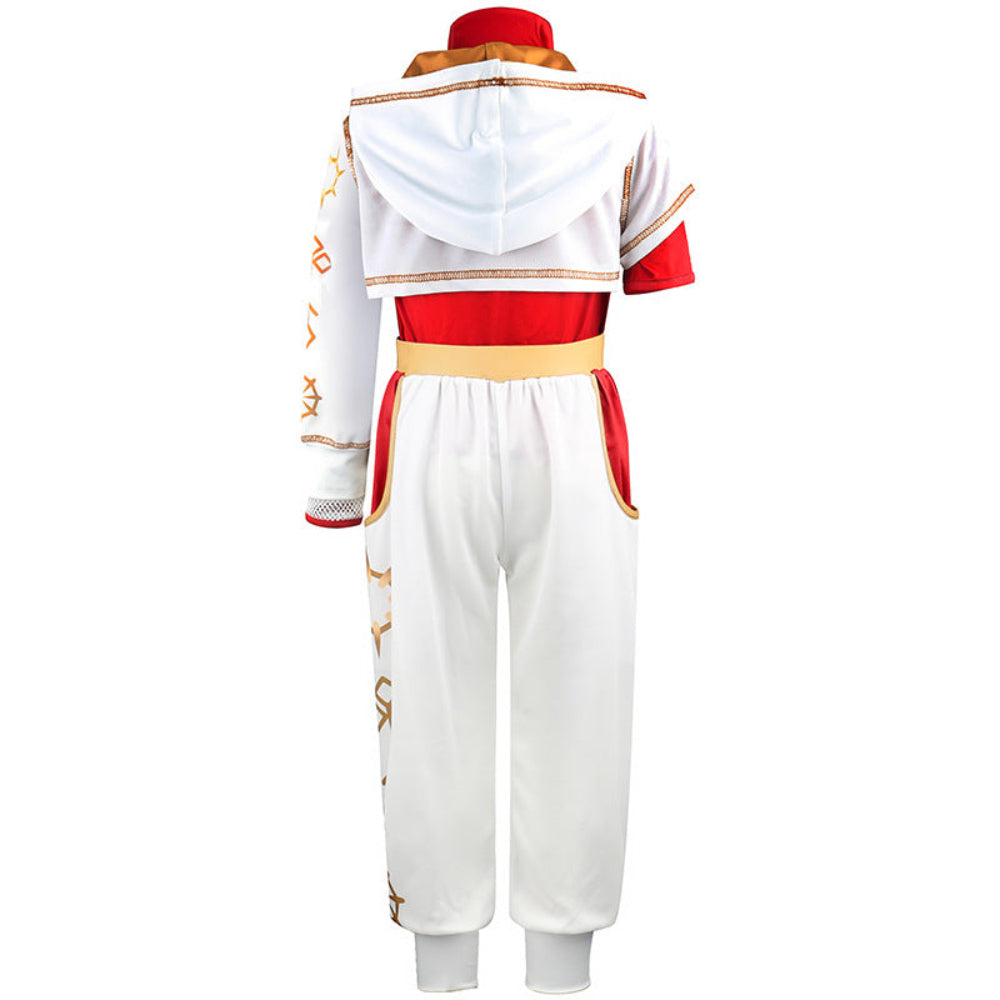 Set de costum de supererou pentru copii - jachetă alb-roșie, pantaloni, patru piese, pentru vârstele 3-10 ani