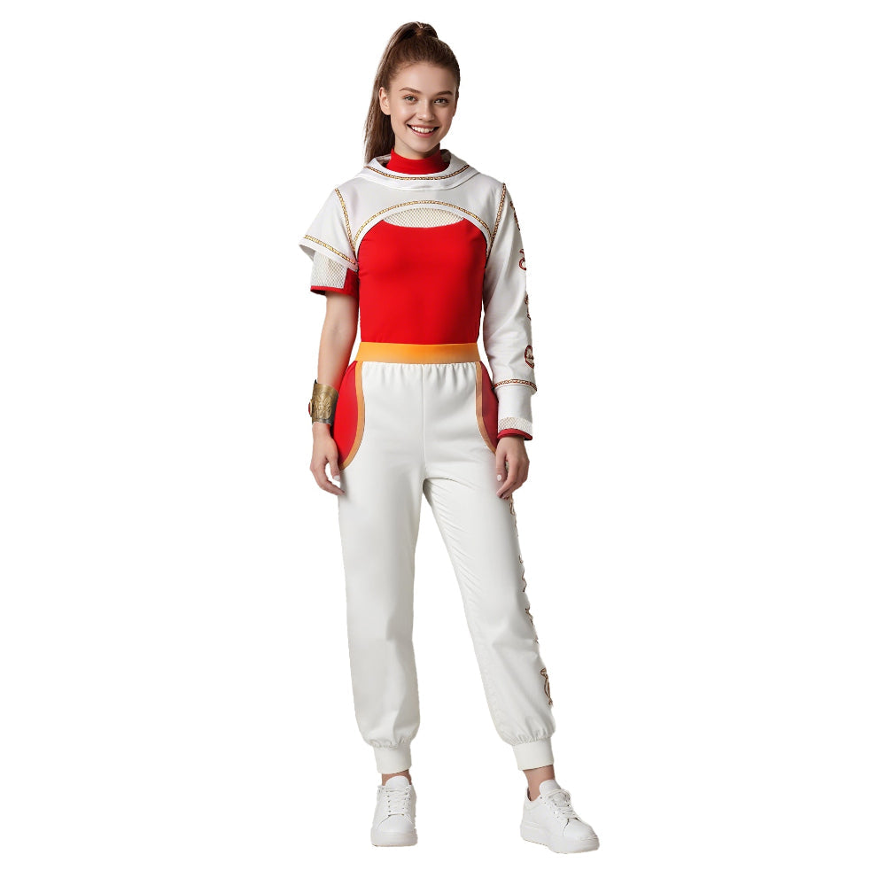 Set de costum de supererou pentru copii - jachetă alb-roșie, pantaloni, patru piese, pentru vârstele 3-10 ani