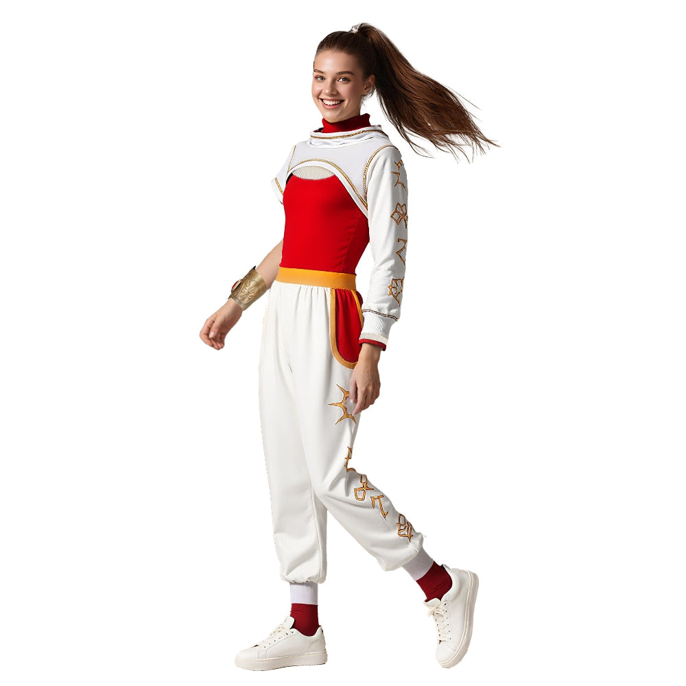Set de costum de supererou pentru copii - jachetă alb-roșie, pantaloni, patru piese, pentru vârstele 3-10 ani