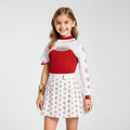 Rochie de costum de vampir pentru copii – design cu blocuri de culoare roșu și alb