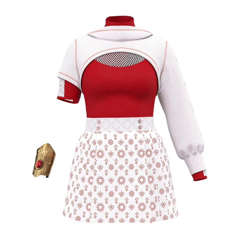 Rochie de costum de vampir pentru copii – design cu blocuri de culoare roșu și alb