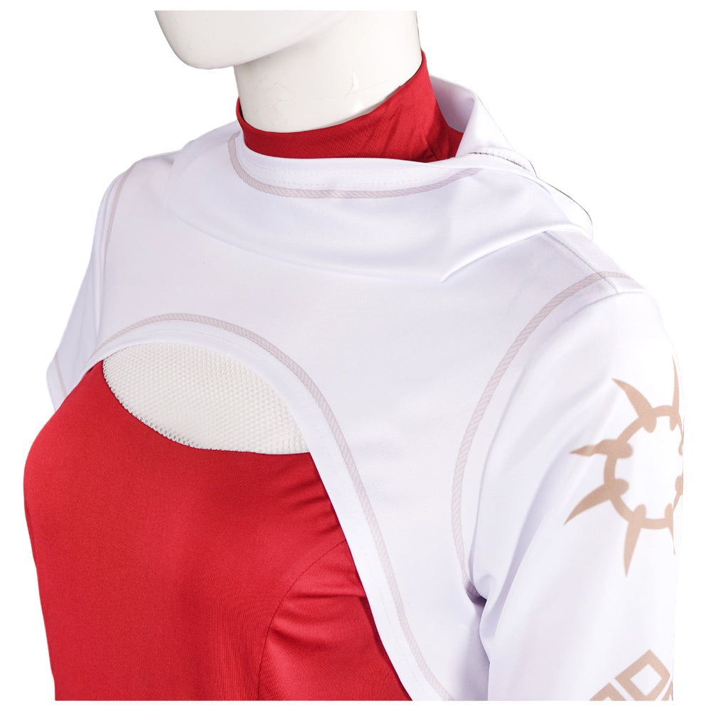 Rochie de costum de vampir pentru copii – design cu blocuri de culoare roșu și alb