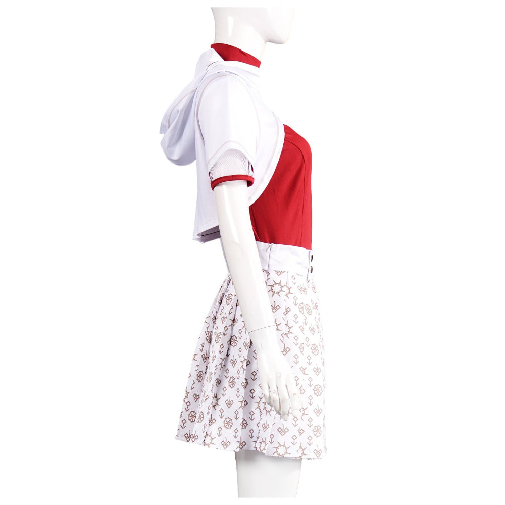 Rochie de costum de vampir pentru copii – design cu blocuri de culoare roșu și alb