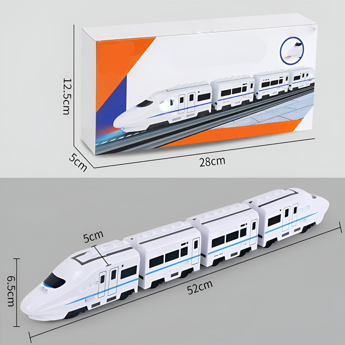 Durable White Plastic Toy Train — Attached Cargo Carriers