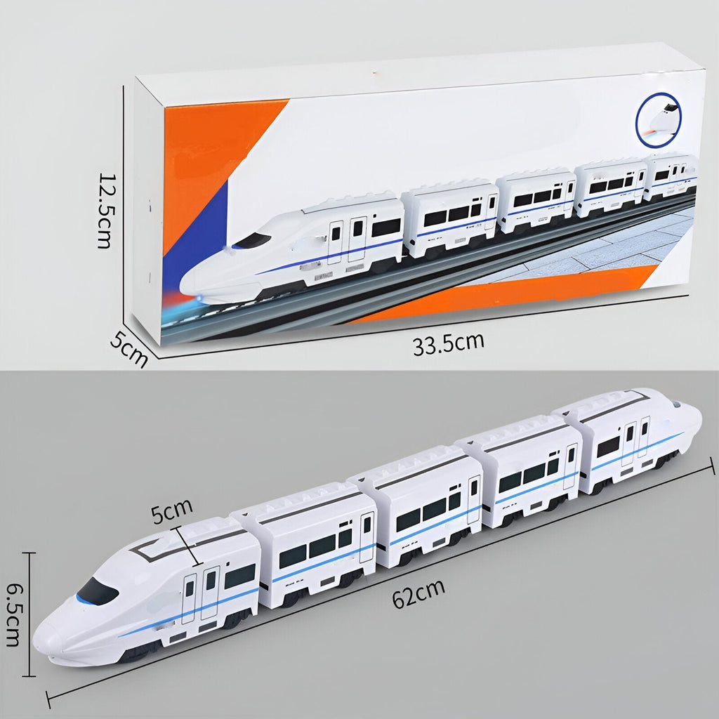 Durable White Plastic Toy Train — Attached Cargo Carriers