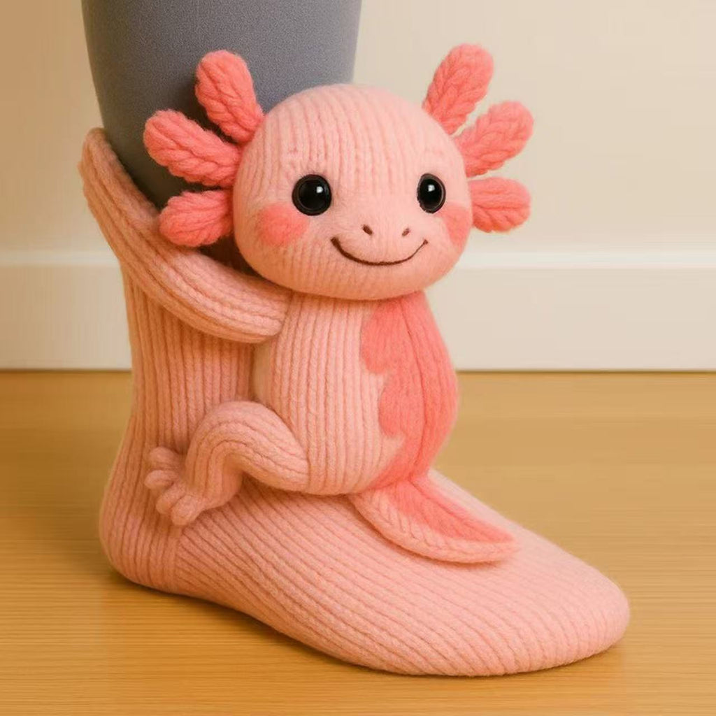 Állatmintás téli házizokni - unisex, plüss kényelem