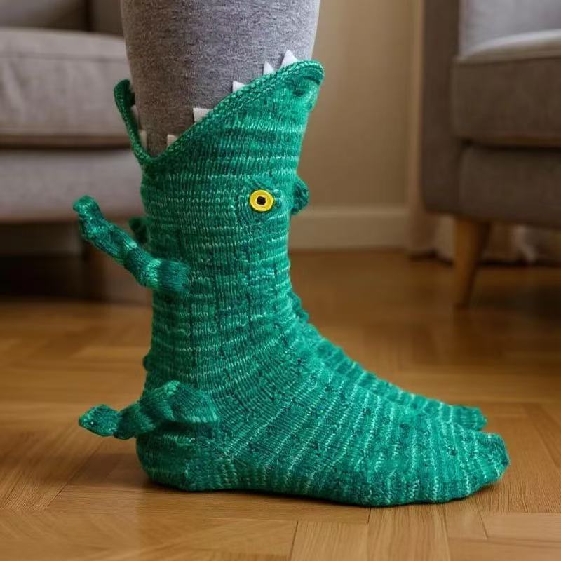 Állatmintás téli házizokni - unisex, plüss kényelem