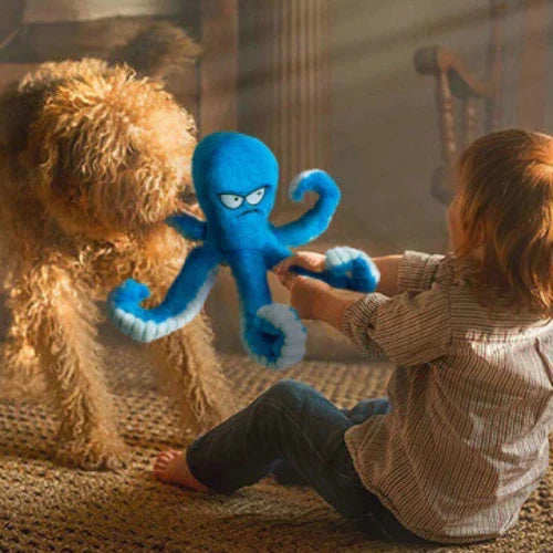 TuffaPus Plush Dog Chew Toy — Octopus Squeaker, Crinkly Arms