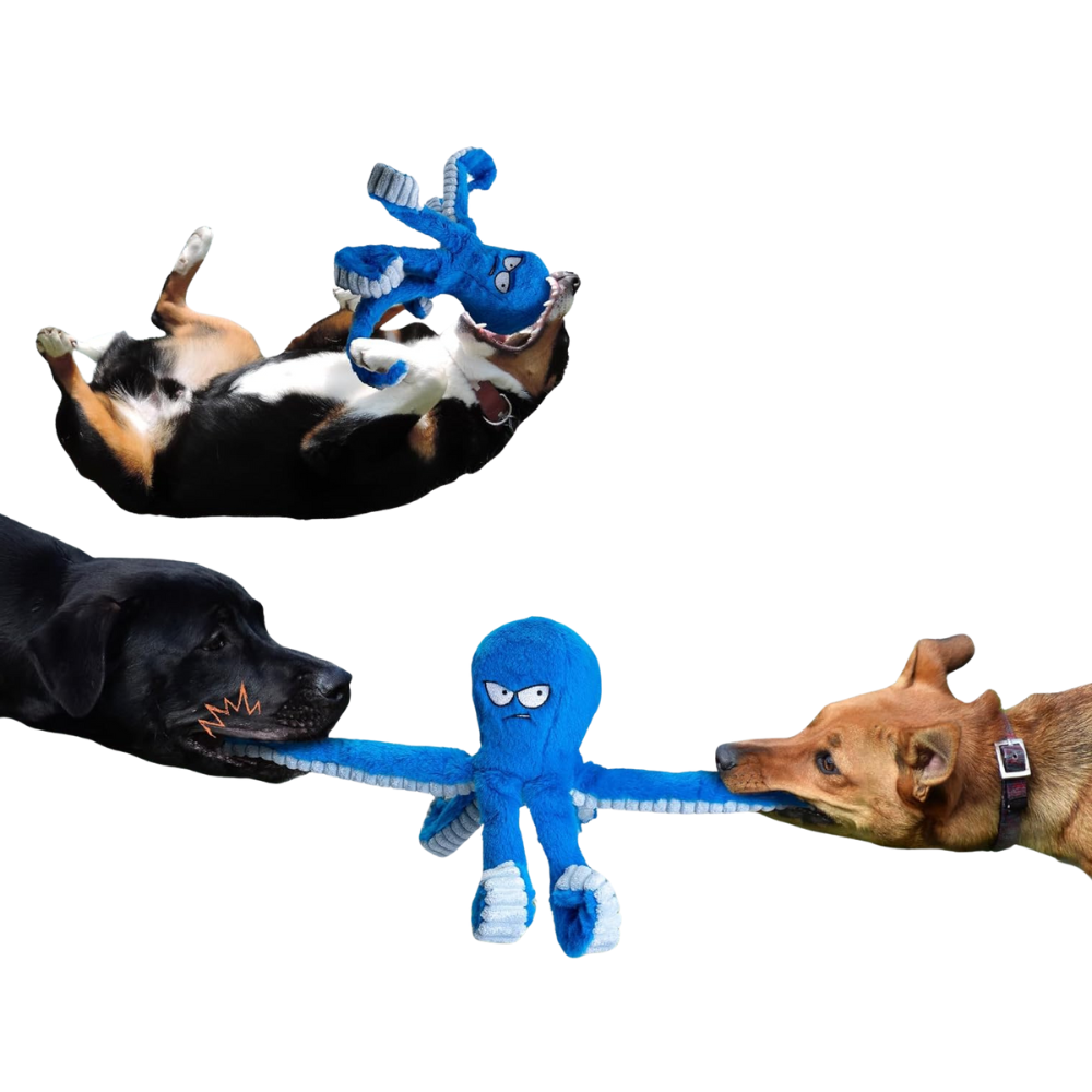 TuffaPus Plush Dog Chew Toy — Octopus Squeaker, Crinkly Arms