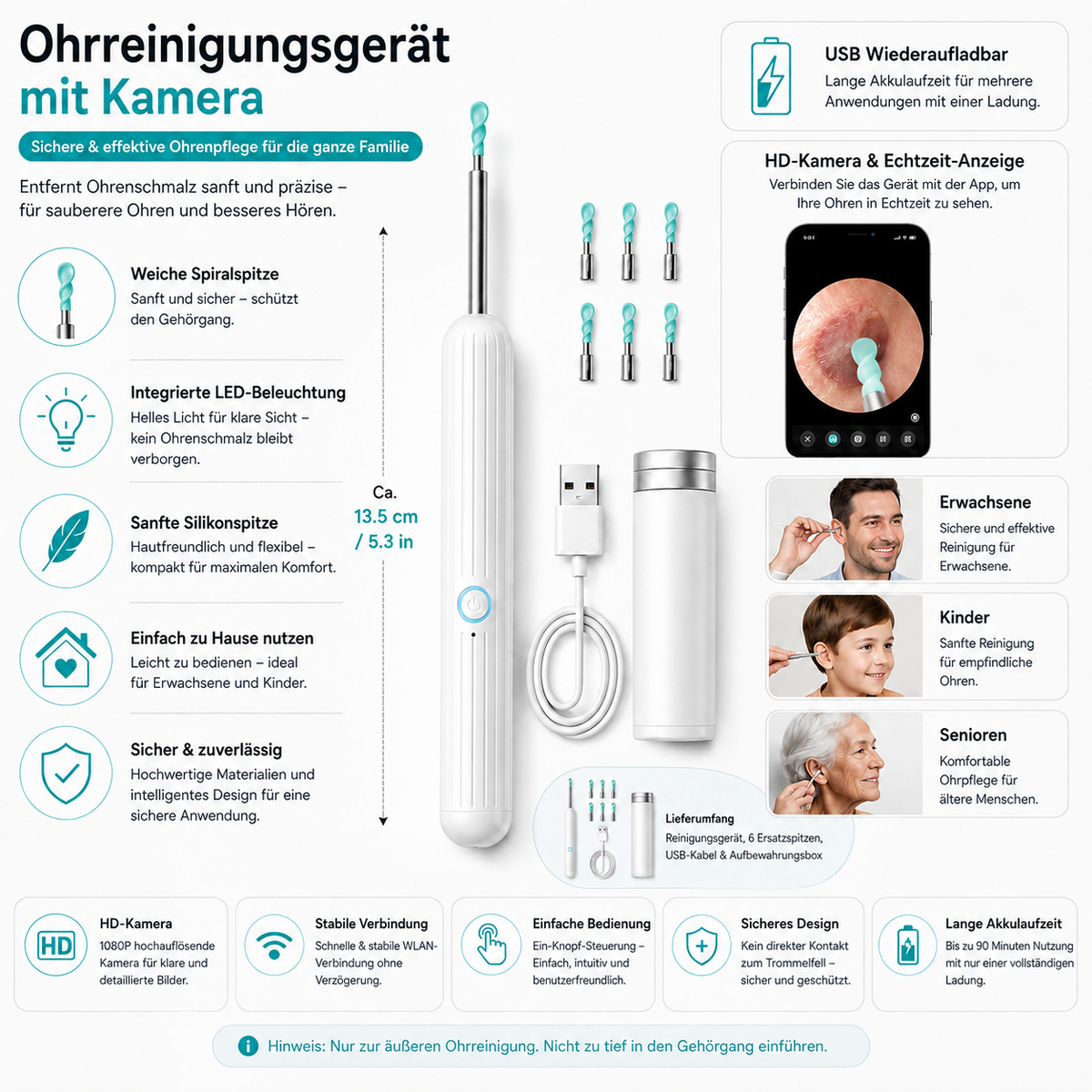HD Ear Cleaning Camera for Adults — Visual Ear Care Device