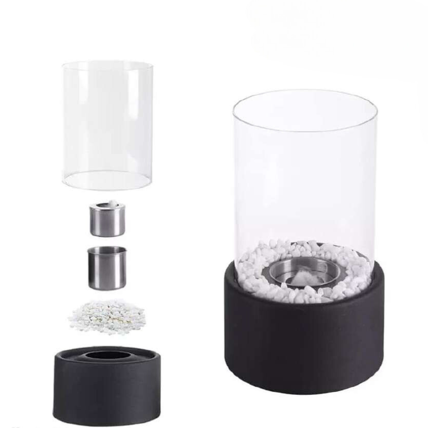 Moderne glazen metalen tafelvuurkorf - decoratieve brander