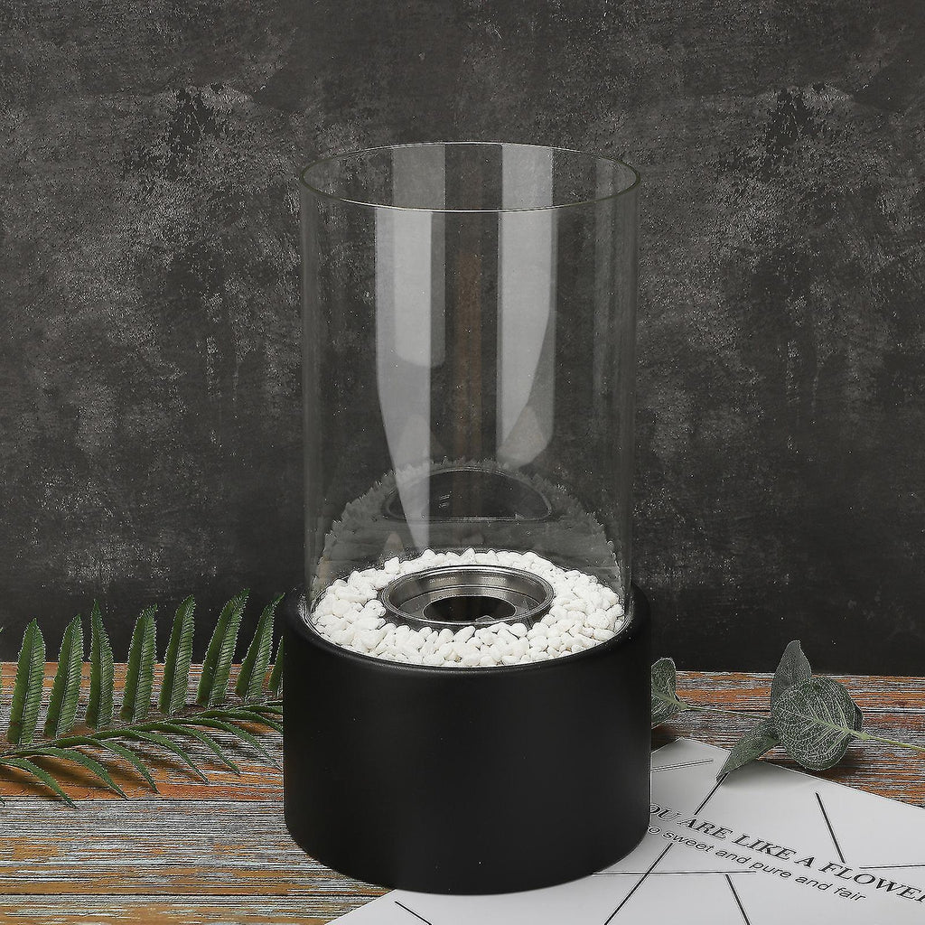 Moderne glazen metalen tafelvuurkorf - decoratieve brander