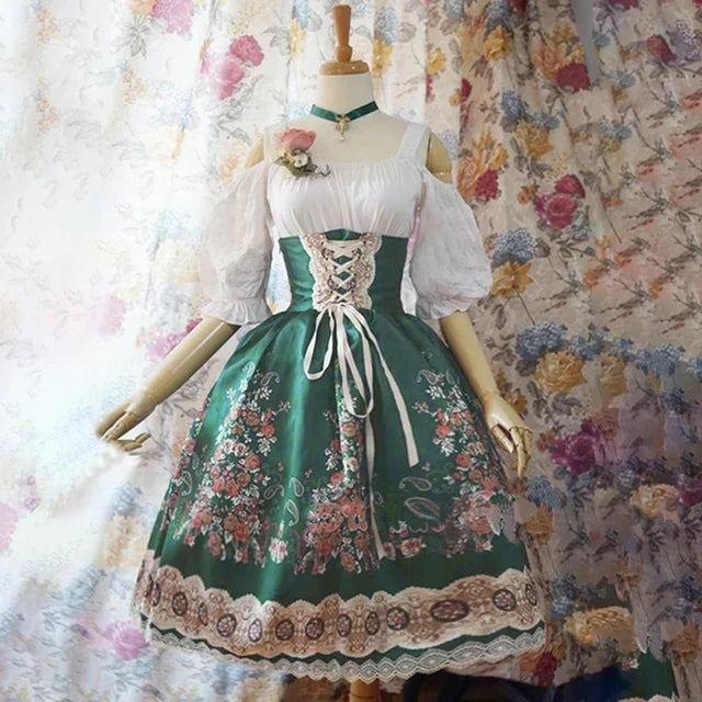 AlpenHarriot Oktoberfest-dirndl-sæt til kvinder — kjole, forklæde og bluse