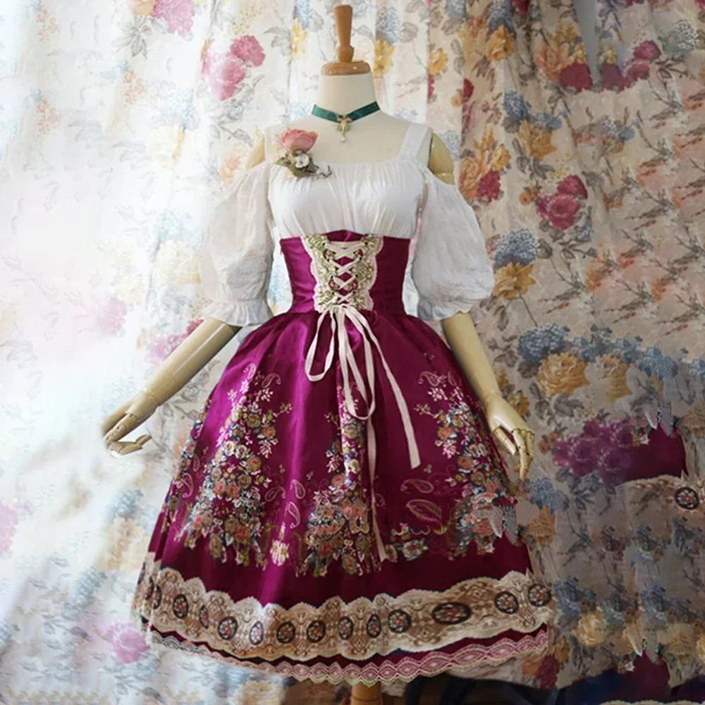 AlpenHarriot Oktoberfest-dirndl-sæt til kvinder — kjole, forklæde og bluse