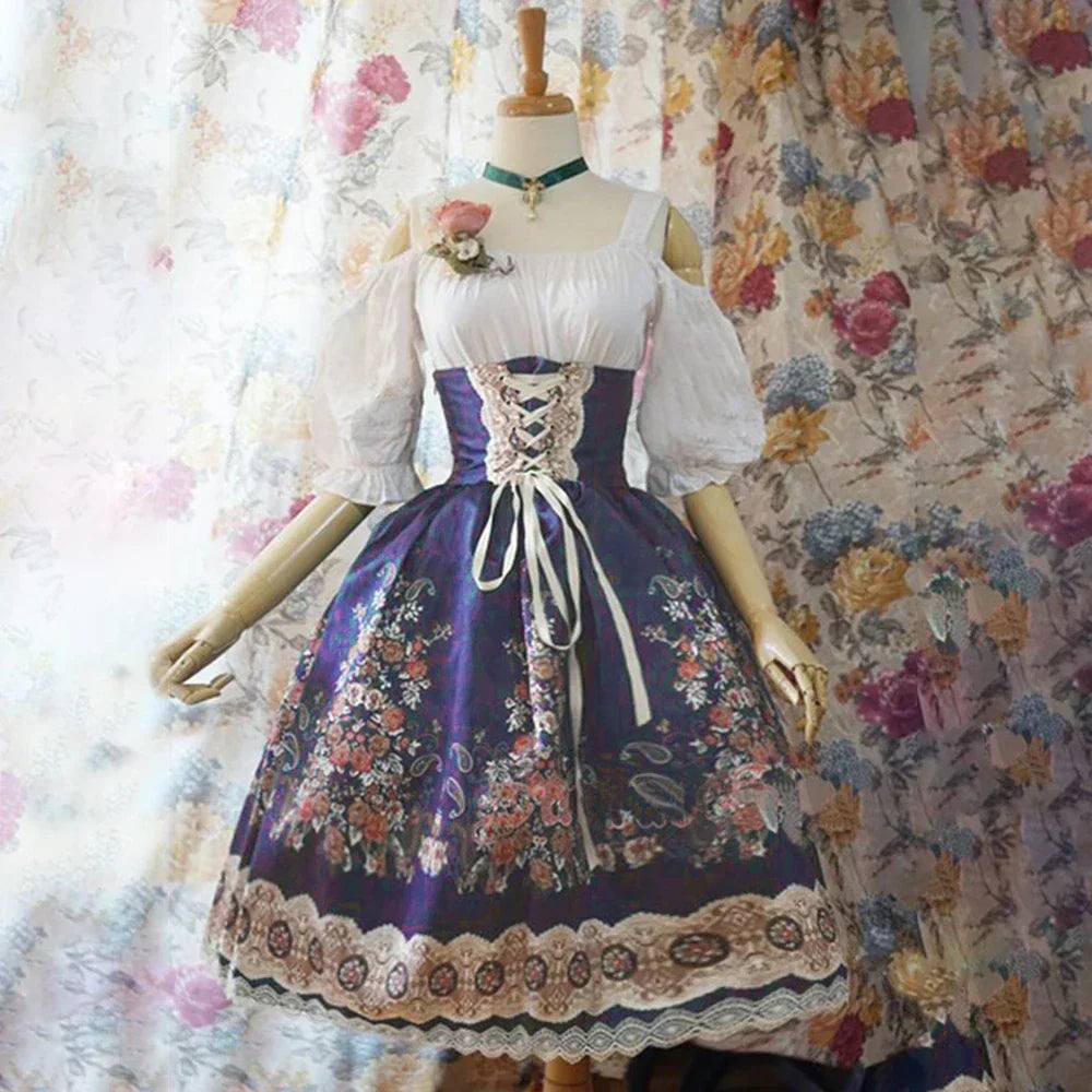 AlpenHarriot Oktoberfest-dirndl-sæt til kvinder — kjole, forklæde og bluse