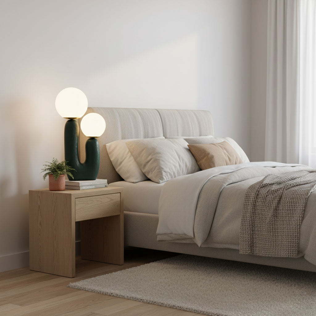 Oo Rough Table Lamp — Plug-In Design, Warm Glow, Four Colors