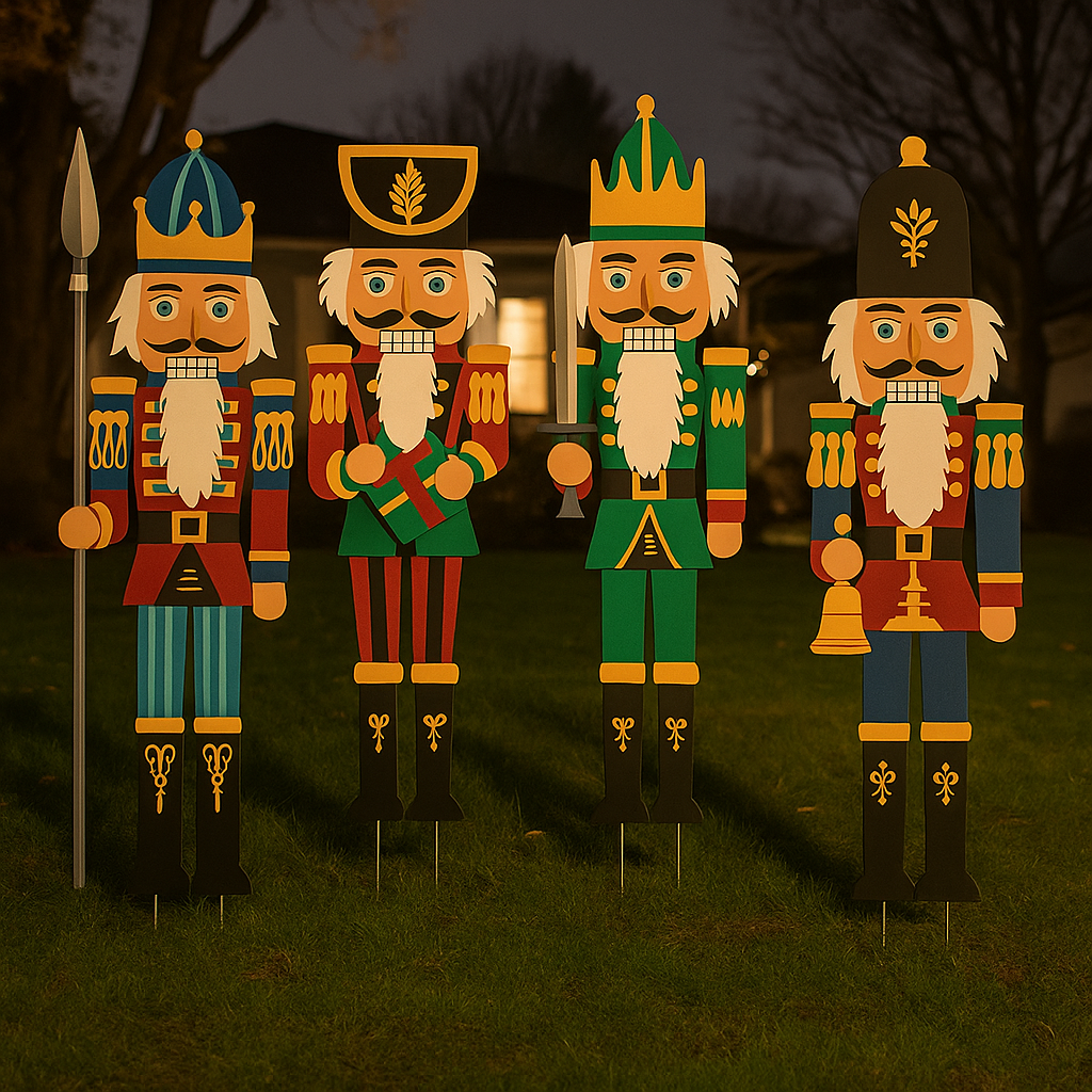Zestaw 4 wolnostojących figurek dziadków do orzechów