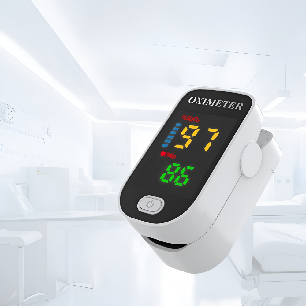 Digitální oxymetr 8 v 1 — neinvazivní monitor saturace krve kyslíkem a tepové frekvence