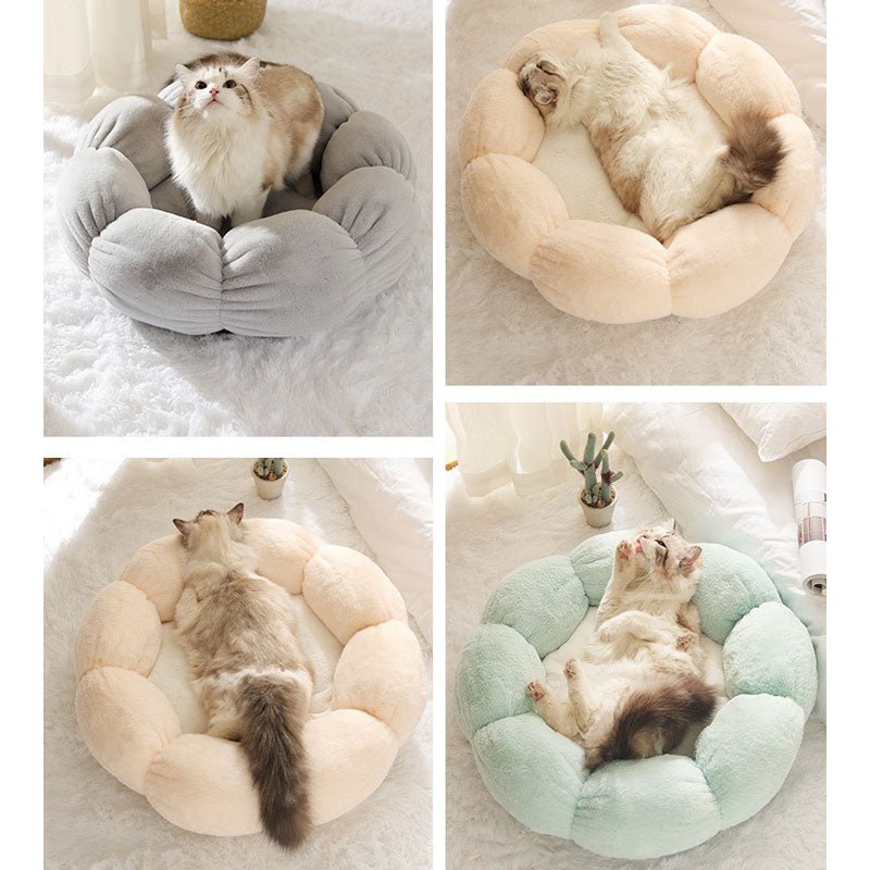 BlossomPaw Flower Shape Cat Bed For Deep Sleep And Relaxation For Cats
