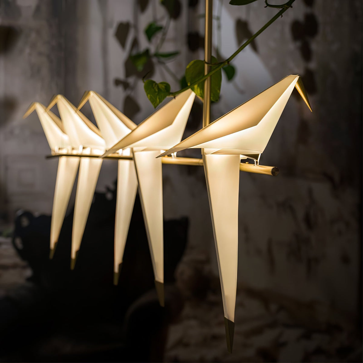 Sculpted Paper Crane Bird LED Hanging Chandelier