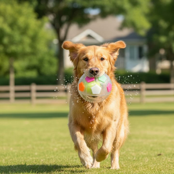 Interaktivní hračka pro psy PawLuxe ve tvaru míčku — úchyt pro aportování