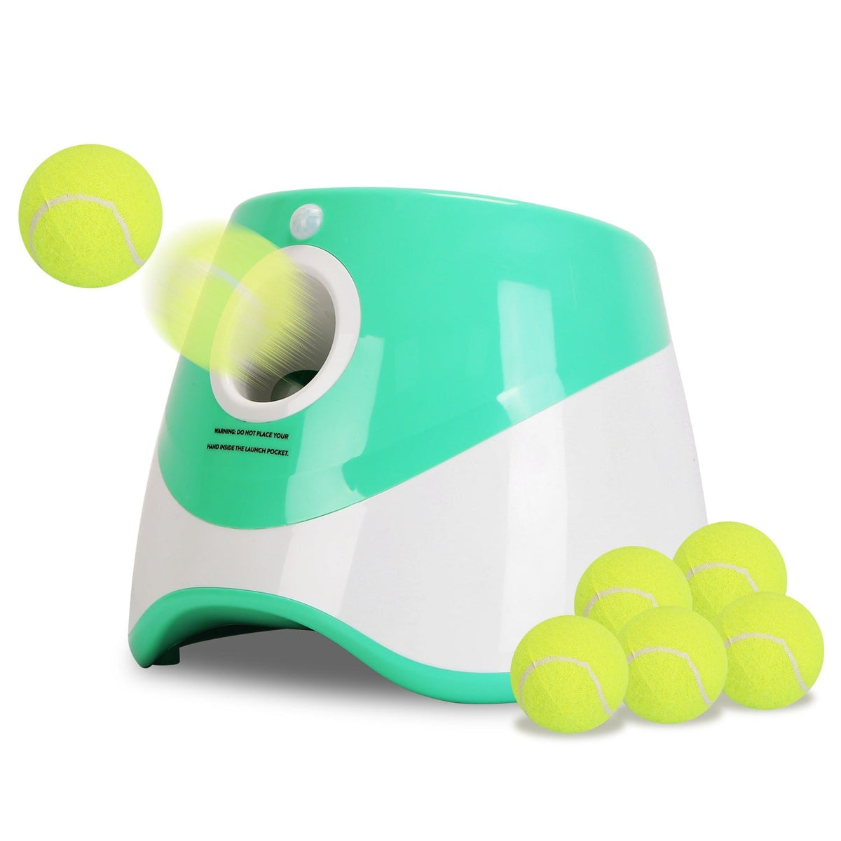Automatic Dog Ball Launcher - 3 Distance Settings - Infrared Safety Sensor - 5H Battery - 6 Balls