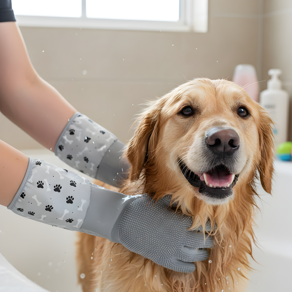 PawPolish szilikon kozmetikai kesztyűk — szőrtelenítő masszázshoz kutyáknak