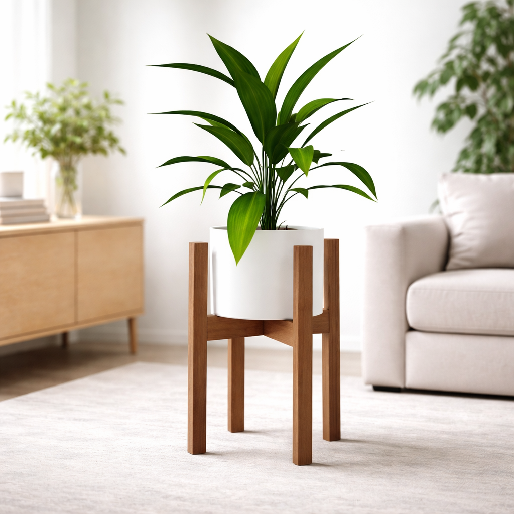 Justerbart växtställ i bambu — blomkrukshållare