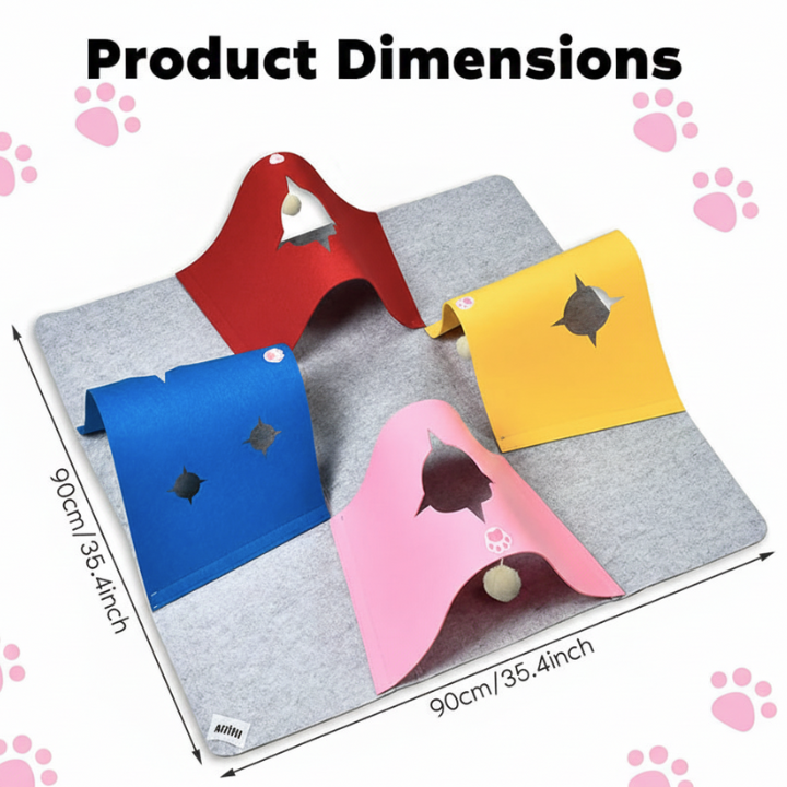 Tapis d’activité pour chat PlayFold — panneaux pliables et ouvertures en tunnel
