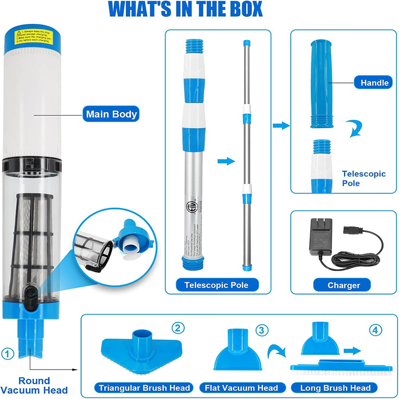 Three In One Cordless Rechargeable Pool Vacuum Cleaner