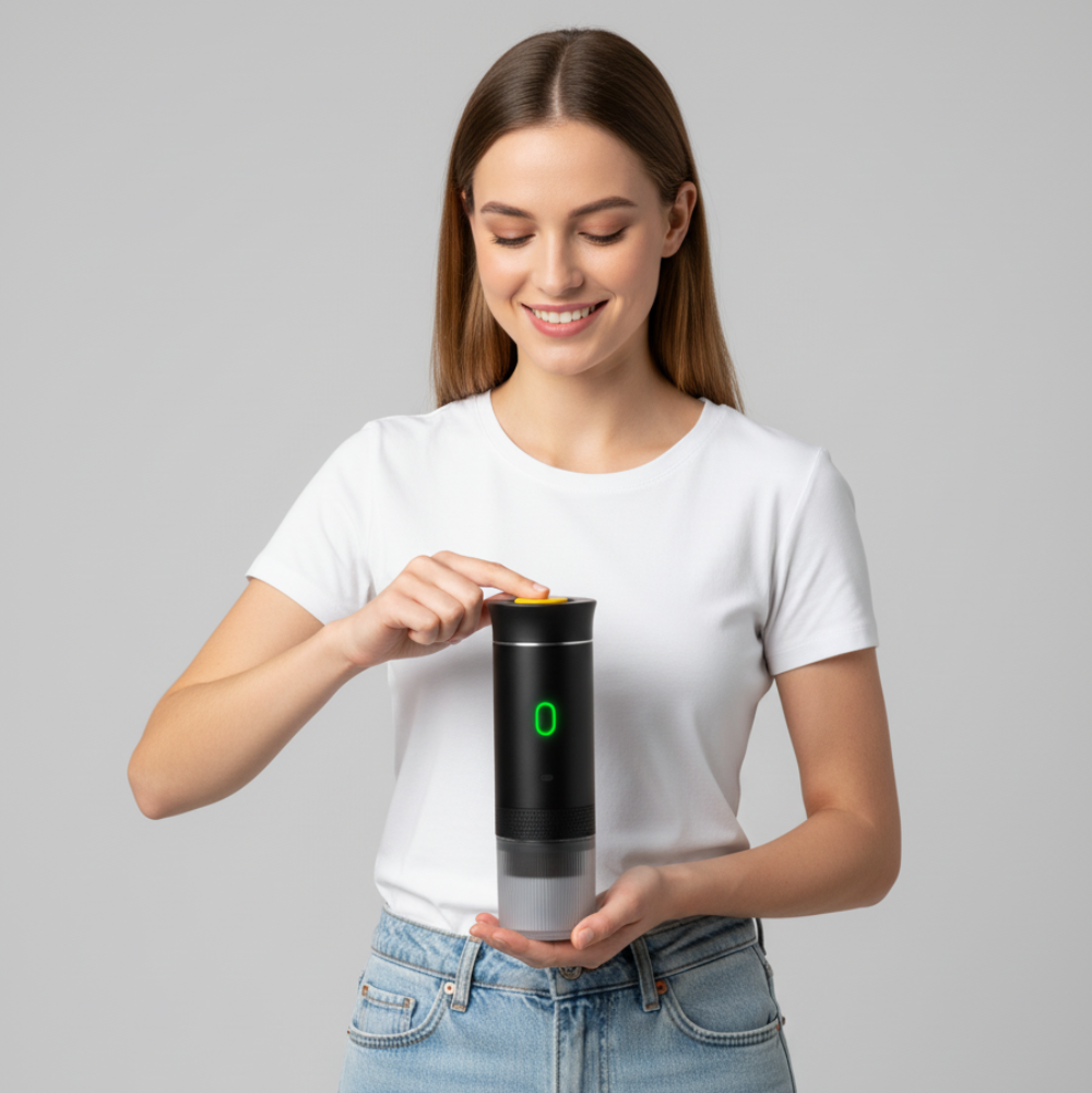 Aparat portabil de espresso reîncărcabil prin USB - aparat electric de preparat cafea fără fir, cu baterie încorporată