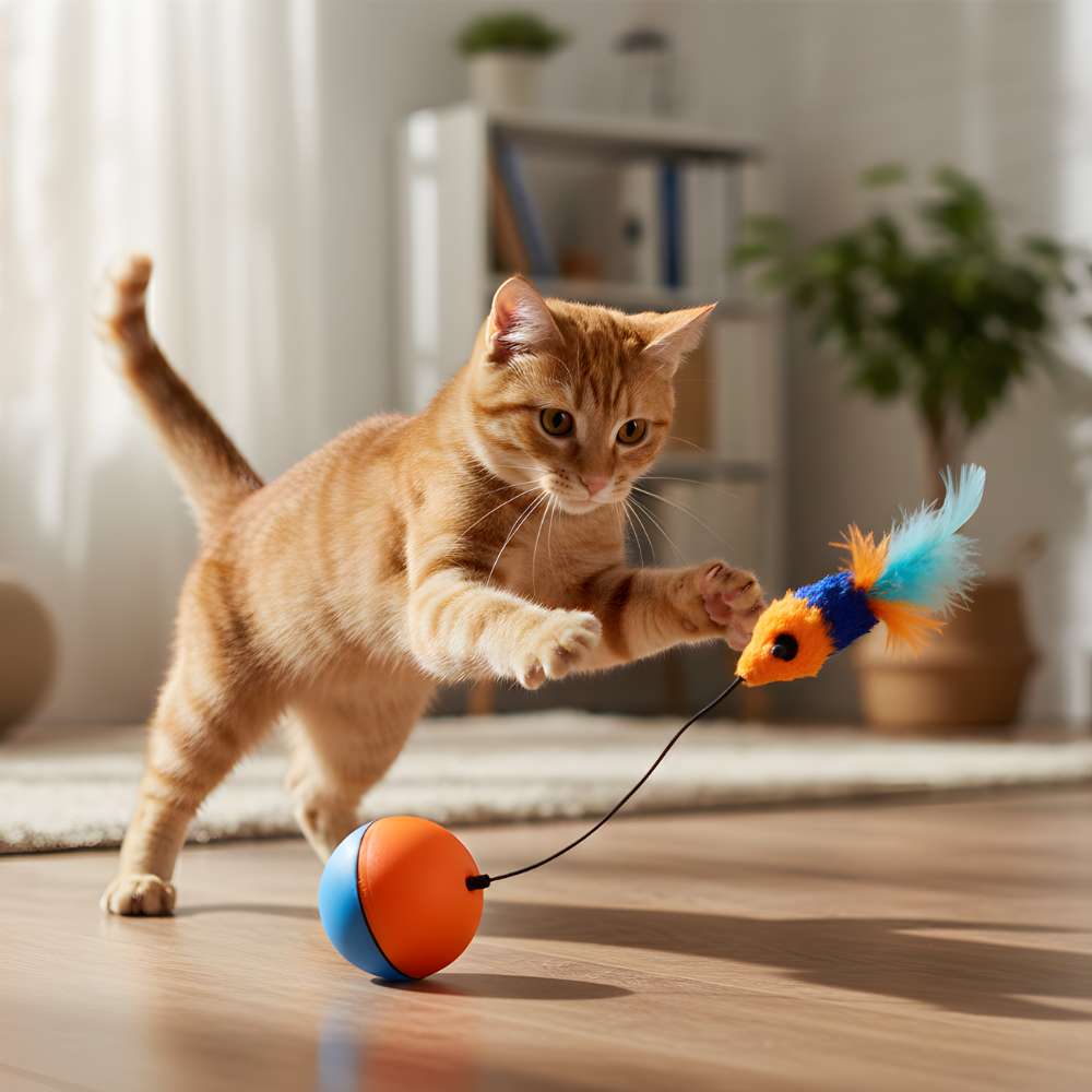 PounceOrbit Smart Rolling Cat Teaser Ball — Touch Activated