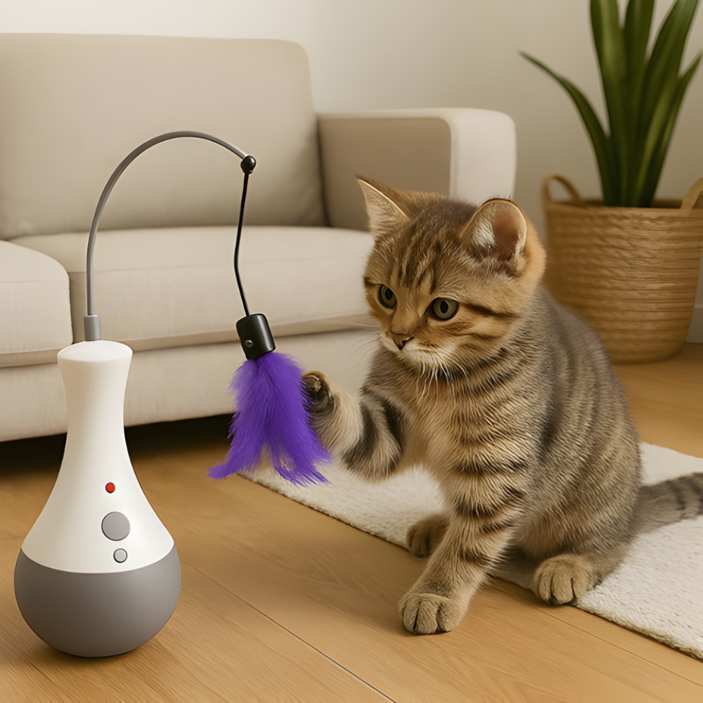 PounceWhirl Automatisch verenkattenhengelspeeltje — Interactief kattenspeeltje
