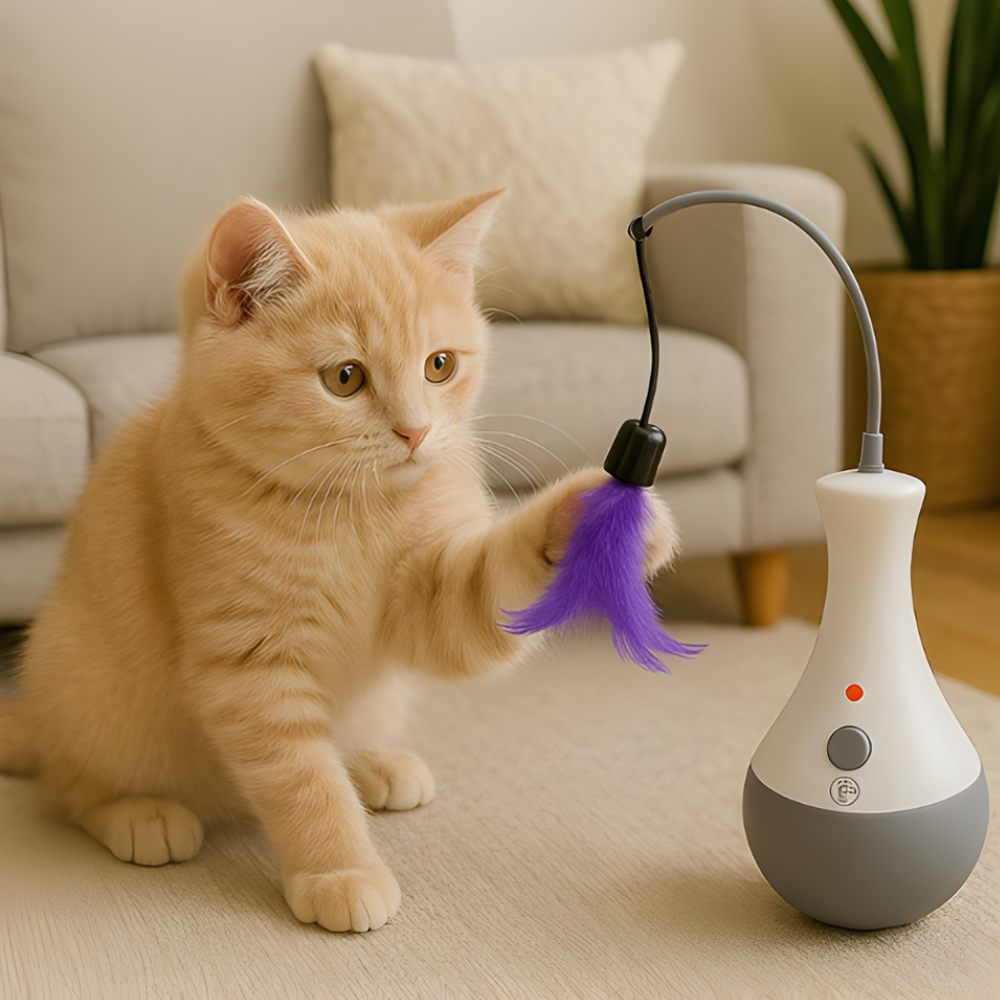 PounceWhirl Automatisch verenkattenhengelspeeltje — Interactief kattenspeeltje
