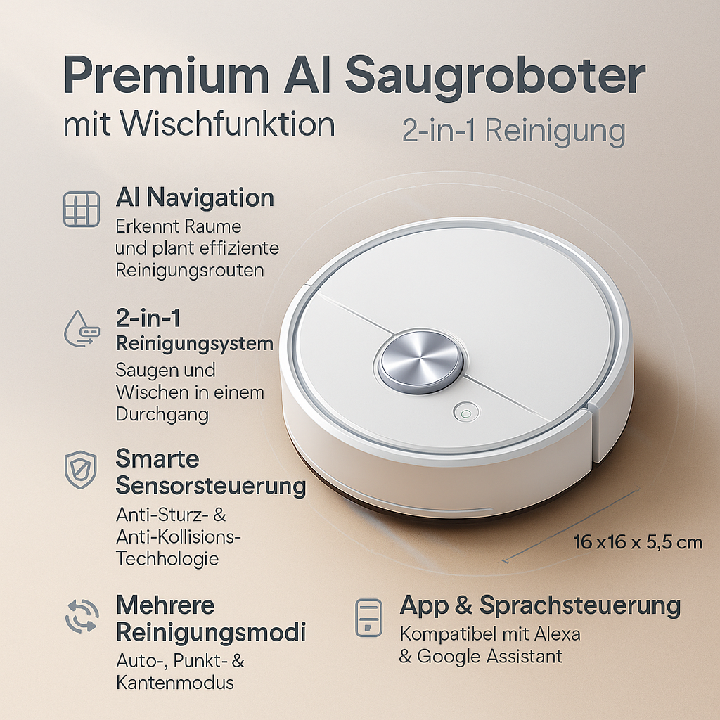 プレミアム2-in-1 AIロボット掃除機 - モップ機能一体型
