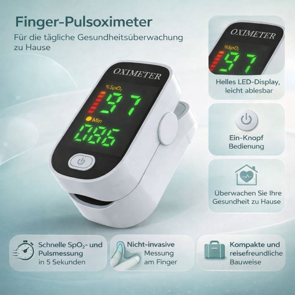 Pulsioxímetro digital de dedo — Monitor portátil de SpO2 y pulso