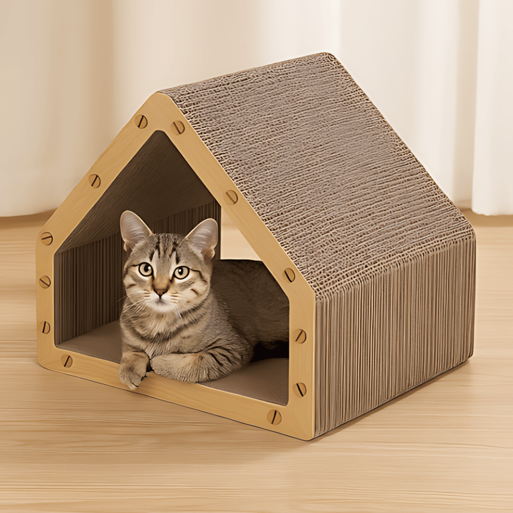 PurrHaven Cozy Cat Scratching House — Hideaway, Rest & Play