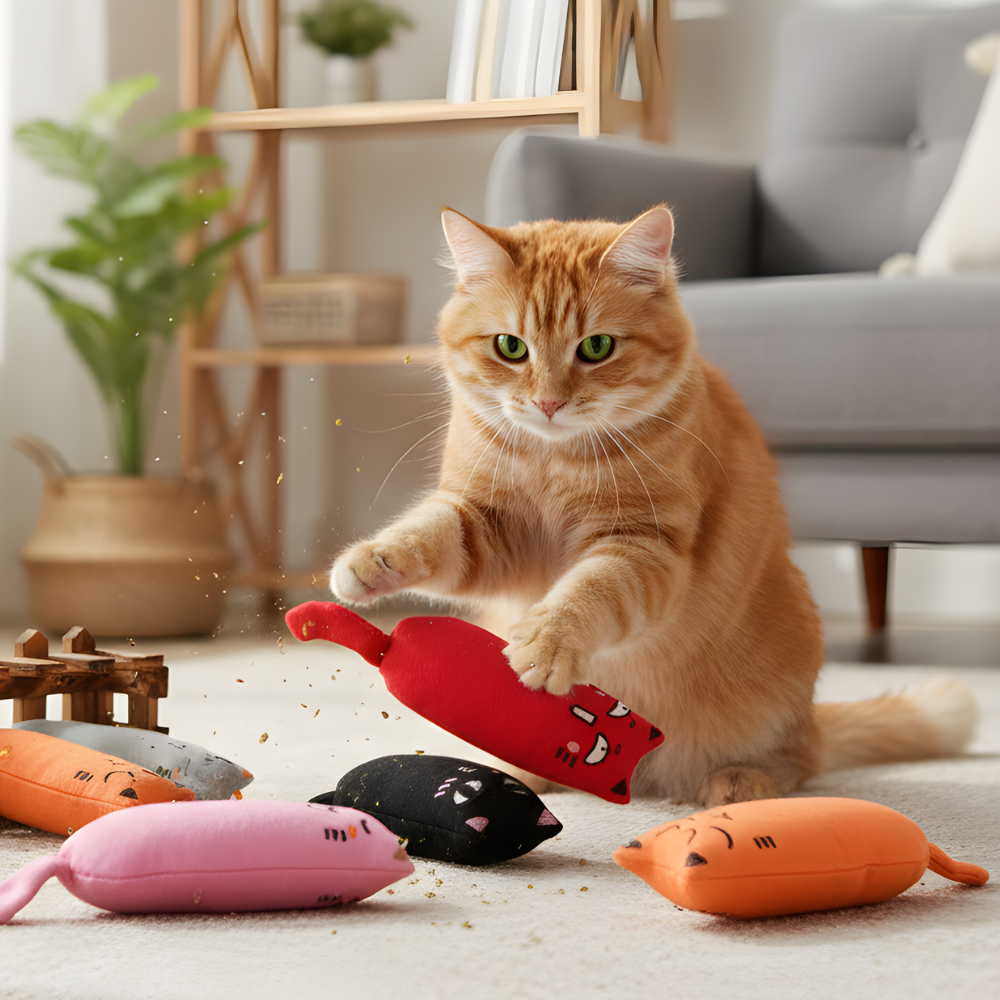 ערכת צעצועי קטיפה ממולאים בנפית לחתולים PurrKick — צעצועי משחק רכים