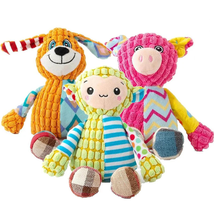 PlushForge Pískací hračka pro psy - nezničitelná plyšová žvýkací hračka
