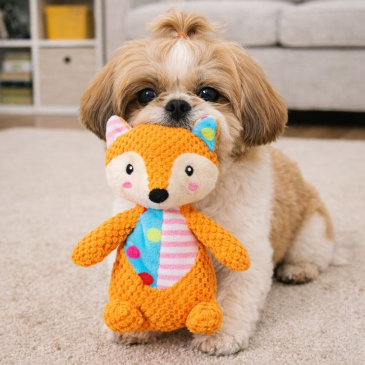 PlushForge Pískací hračka pro psy - nezničitelná plyšová žvýkací hračka