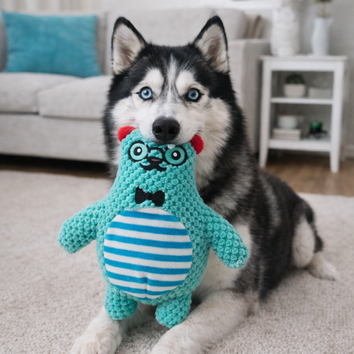 PlushForge Pískací hračka pro psy - nezničitelná plyšová žvýkací hračka