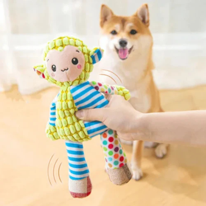 PlushForge Pískací hračka pro psy - nezničitelná plyšová žvýkací hračka
