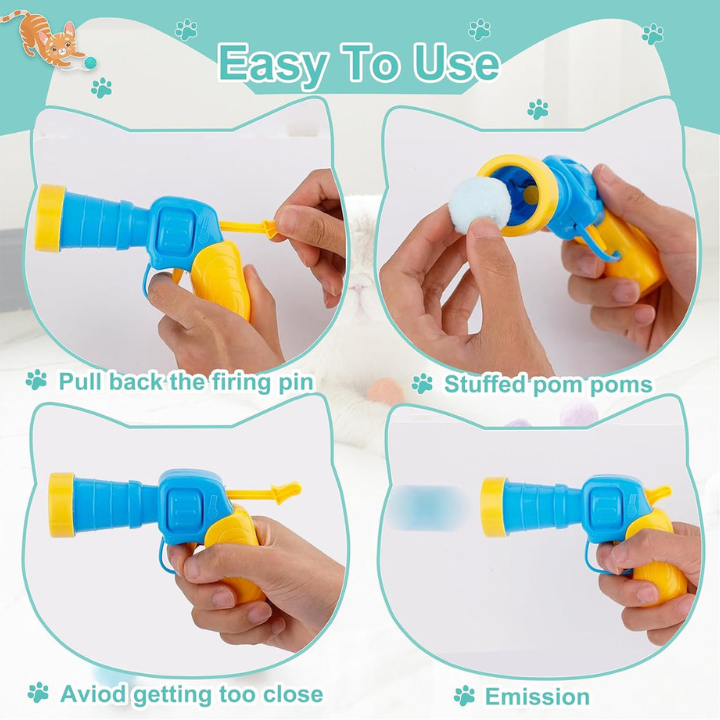 Lancia-palline interattivo PurrShot per gatti — Palline morbide in peluche