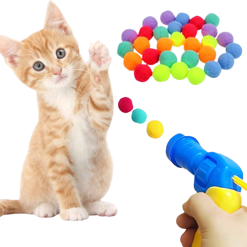 Lancia-palline interattivo PurrShot per gatti — Palline morbide in peluche