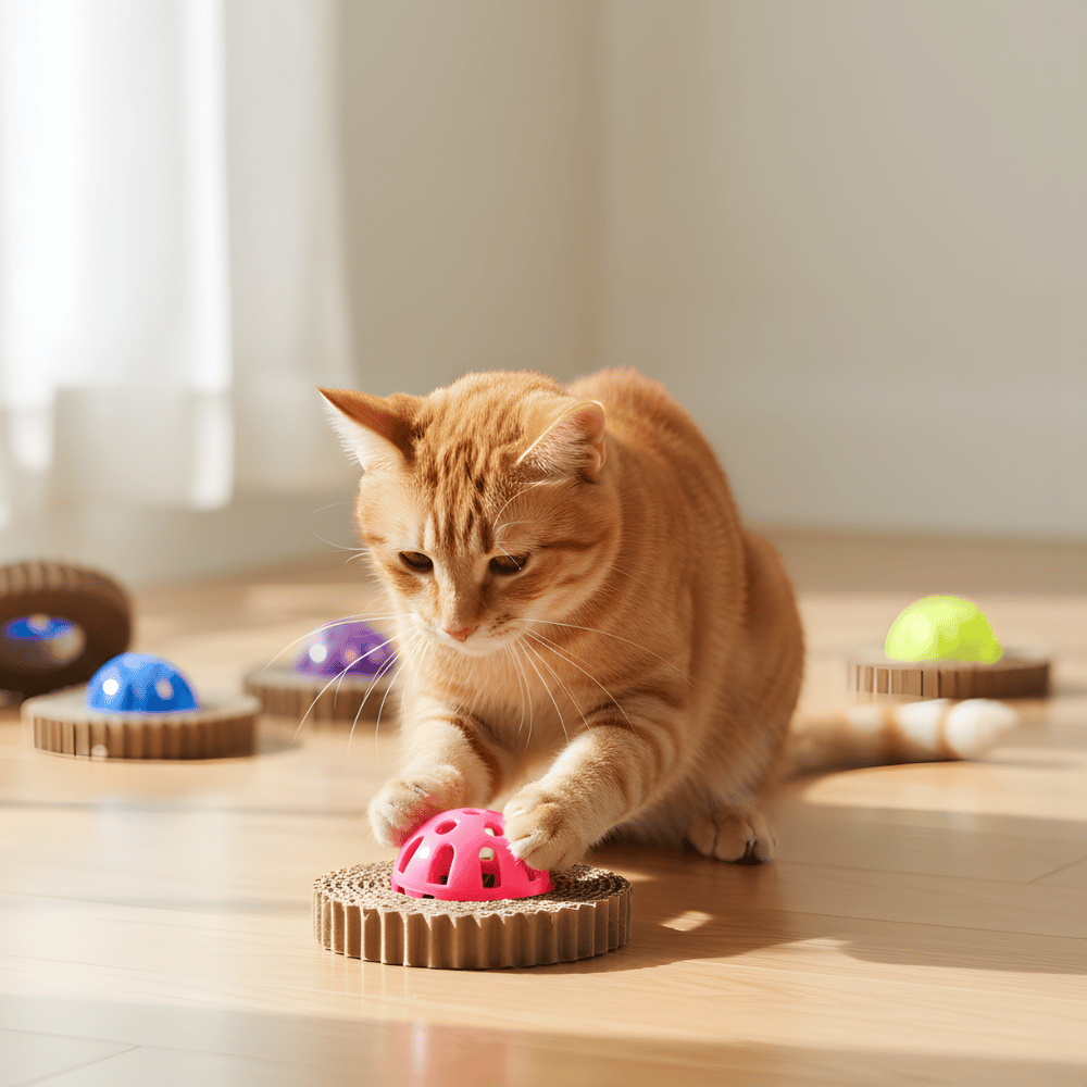 PurrSpin 4-Pack Ring Scratch & Play Ball Toys for Cats