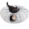 PurrTunnel puszyste legowisko-tunel dla kota — pluszowy wypoczynek w kształcie pączka