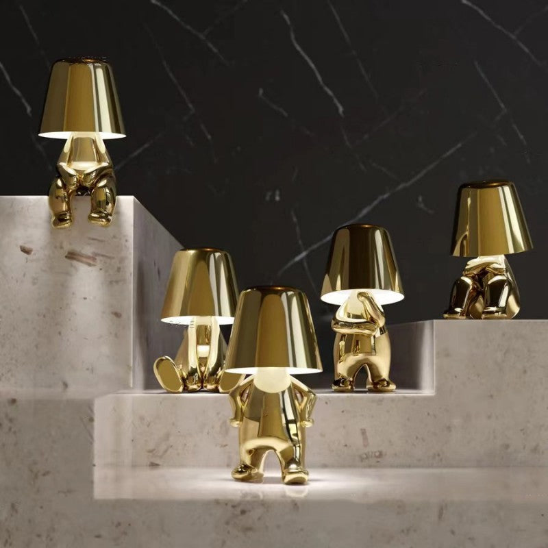 Modern Gold LED Table Lamp — Wireless Figurine, 18x9.6cm, 3W