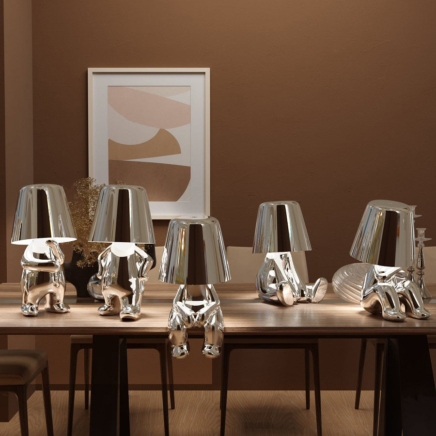 Modern Gold LED Table Lamp — Wireless Figurine, 18x9.6cm, 3W