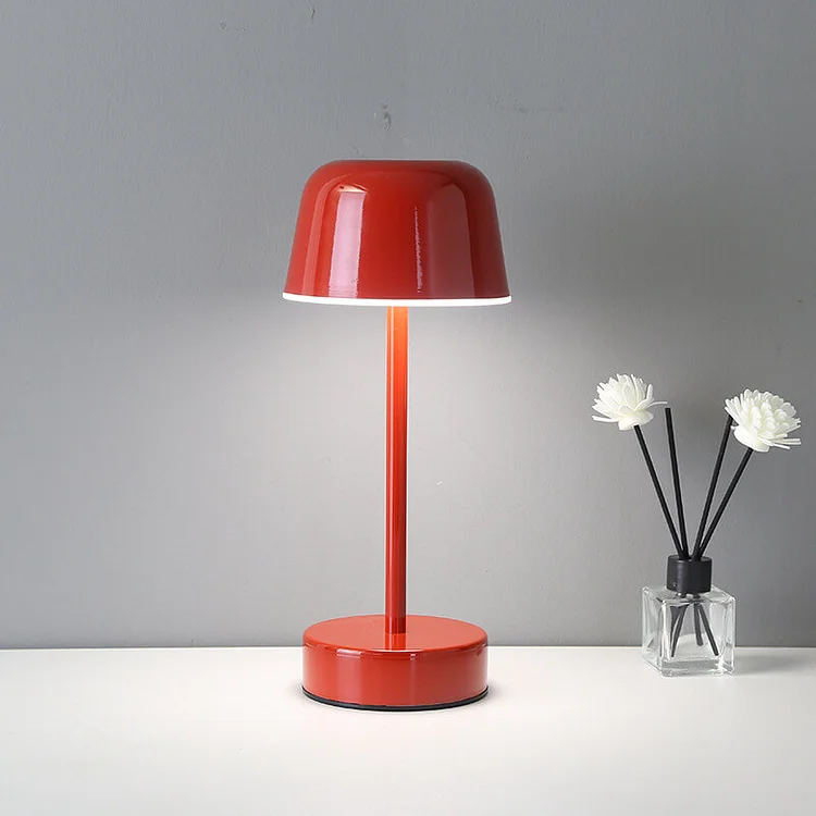 Modern LED Table Lamp — Battery Powered, Touch Control, Red