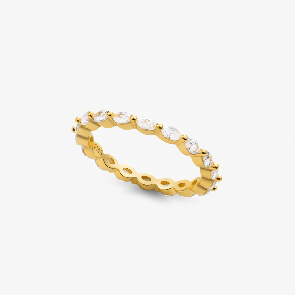 Bague empilable en argent 925 avec zircon cubique - détail en or rhodium
